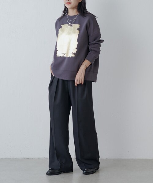 Lui's（ルイス）の「箔プリントダンボールプルオーバー（スウェット・レディース・ブラック/チャコールグレー/ライトベージュ・FREE）」の18枚目の写真