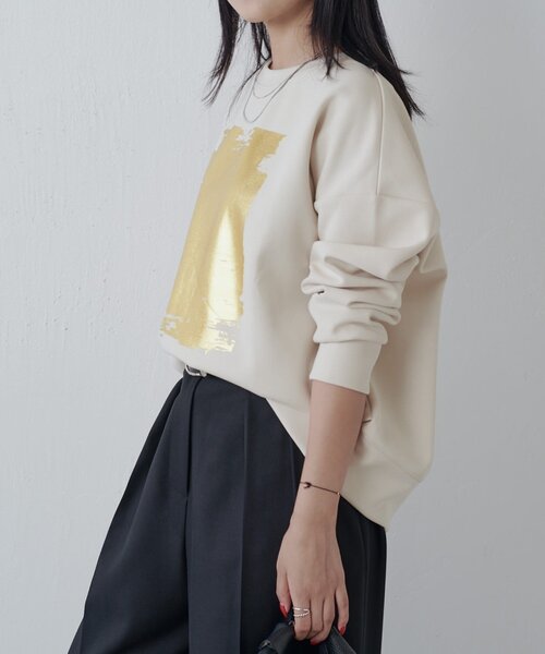 Lui's（ルイス）の「箔プリントダンボールプルオーバー（スウェット・レディース・ブラック/チャコールグレー/ライトベージュ・FREE）」の22枚目の写真