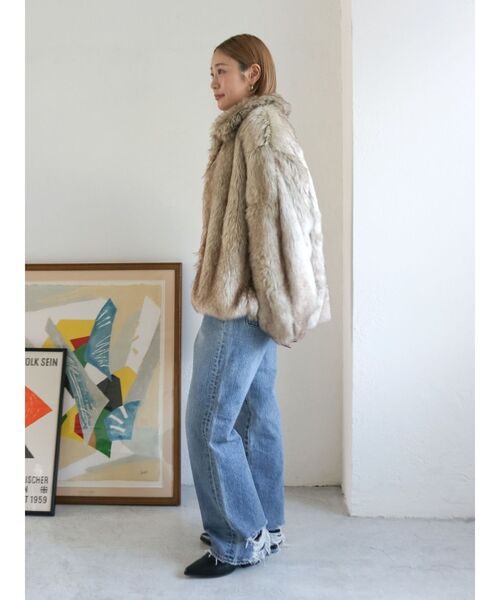 Ungrid ボリュームデザインファーコート/ベージュ セール】ボリュームデザインファーコート（ダウンジャケット/コート