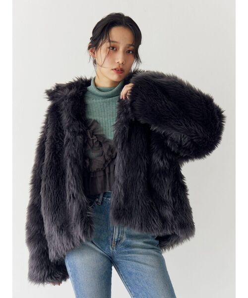 セール】ボリュームデザインファーコート（ダウンジャケット/コート