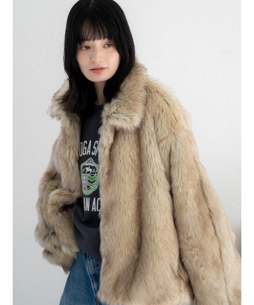 セール】ボリュームデザインファーコート（ダウンジャケット/コート