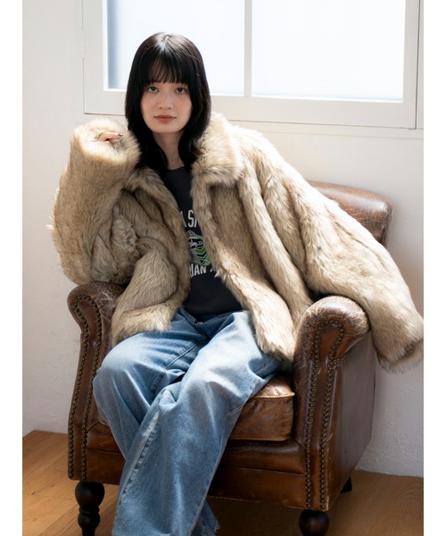 セール】ボリュームデザインファーコート（ダウンジャケット/コート