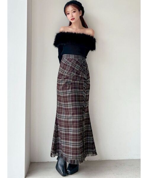 RESEXXY（リゼクシー）の「フリンジチェックタックスカート（スカート・レディース・レッド/ネイビー/ブラウン・FREE）」の22枚目の写真