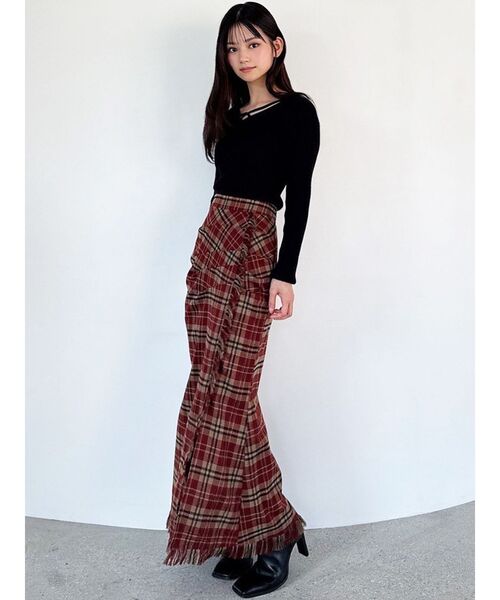 RESEXXY（リゼクシー）の「フリンジチェックタックスカート（スカート・レディース・レッド/ネイビー/ブラウン・FREE）」の21枚目の写真
