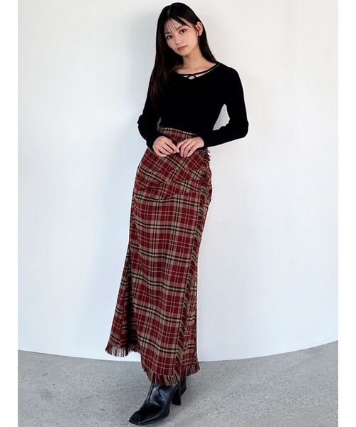 RESEXXY（リゼクシー）の「フリンジチェックタックスカート（スカート・レディース・レッド/ネイビー/ブラウン・FREE）」の20枚目の写真