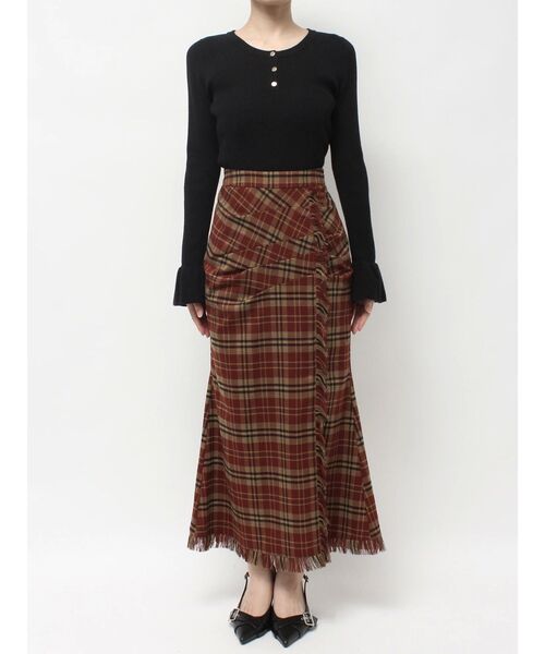 RESEXXY（リゼクシー）の「フリンジチェックタックスカート（スカート・レディース・レッド/ネイビー/ブラウン・FREE）」の10枚目の写真