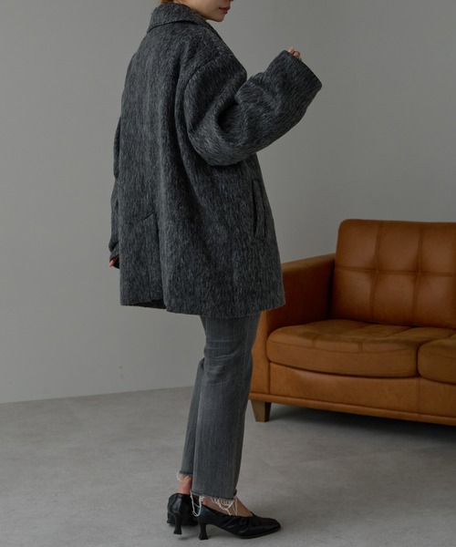 r.(アールドット)の「シャギー スタンドカラー2wayミドルコート(その他アウター・レディース・グレー/ブラック・FREE)」の16枚目の写真