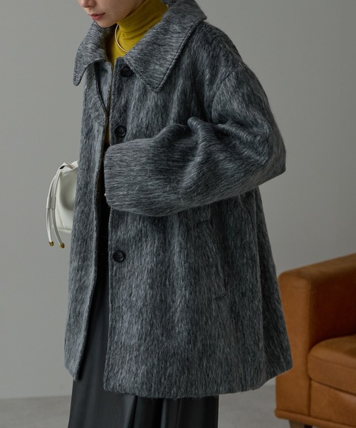 セール】シャギー スタンドカラー2wayミドルコート（その他アウター