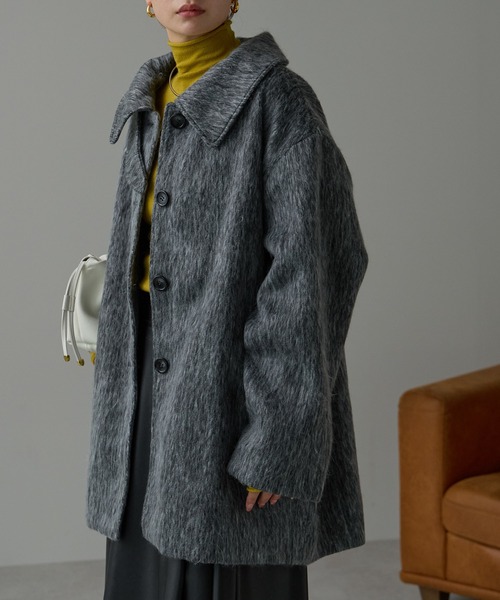 r.(アールドット)の「シャギー スタンドカラー2wayミドルコート(その他アウター・レディース・グレー/ブラック・FREE)」の19枚目の写真
