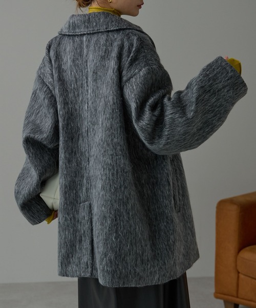 r.(アールドット)の「シャギー スタンドカラー2wayミドルコート(その他アウター・レディース・グレー/ブラック・FREE)」の20枚目の写真