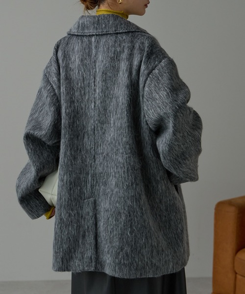 r.(アールドット)の「シャギー スタンドカラー2wayミドルコート(その他アウター・レディース・グレー/ブラック・FREE)」の21枚目の写真