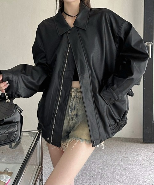 Miniministore（ミニミニストア）の「ライダースジャケット レディースブルゾン（ライダースジャケット・レディース・ブラック/ブラウン・M/L）」の2枚目の写真