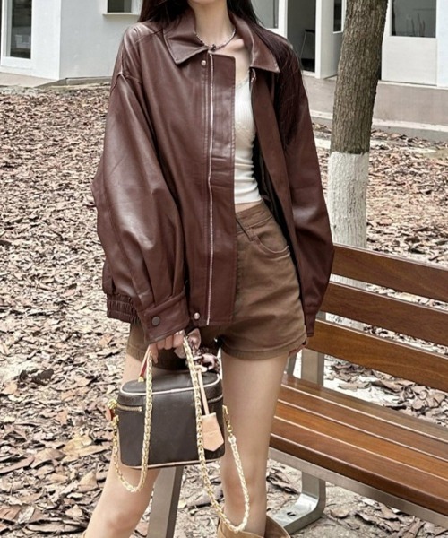 Miniministore（ミニミニストア）の「ライダースジャケット レディースブルゾン（ライダースジャケット・レディース・ブラック/ブラウン・M/L）」の6枚目の写真