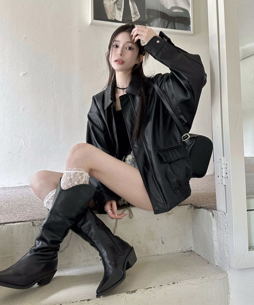 Miniministore（ミニミニストア）の「ライダースジャケット レディースブルゾン（ライダースジャケット・レディース・ブラック/ブラウン・M/L）」の9枚目の写真