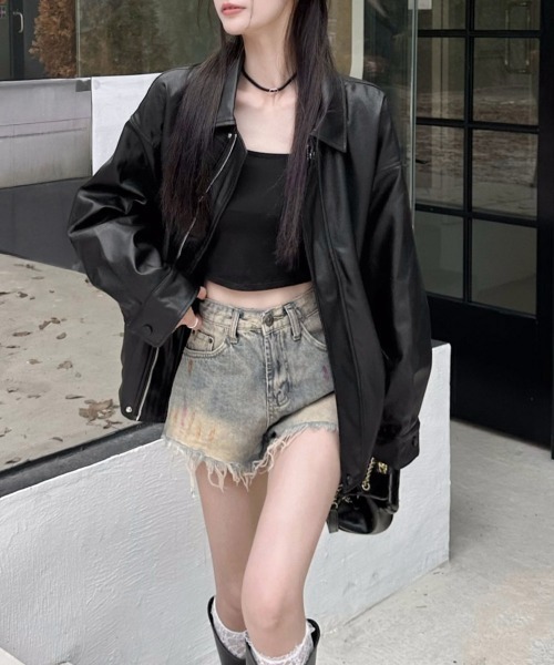 Miniministore（ミニミニストア）の「ライダースジャケット レディースブルゾン（ライダースジャケット・レディース・ブラック/ブラウン・M/L）」の10枚目の写真