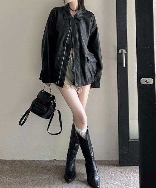 Miniministore（ミニミニストア）の「ライダースジャケット レディースブルゾン（ライダースジャケット・レディース・ブラック/ブラウン・M/L）」の11枚目の写真