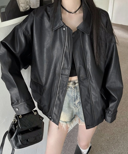 Miniministore（ミニミニストア）の「ライダースジャケット レディースブルゾン（ライダースジャケット・レディース・ブラック/ブラウン・M/L）」の12枚目の写真