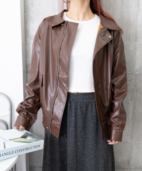 Miniministore（ミニミニストア）の「ライダースジャケット レディースブルゾン（ライダースジャケット・レディース・ブラック/ブラウン・M/L）」の14枚目の写真