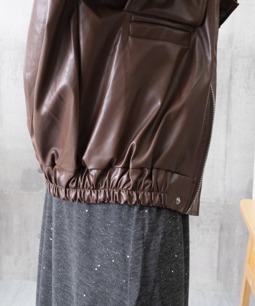 Miniministore（ミニミニストア）の「ライダースジャケット レディースブルゾン（ライダースジャケット・レディース・ブラック/ブラウン・M/L）」の21枚目の写真