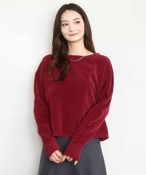 モールヤーンボートネックニット/洗える（ニット/セーター）｜MK