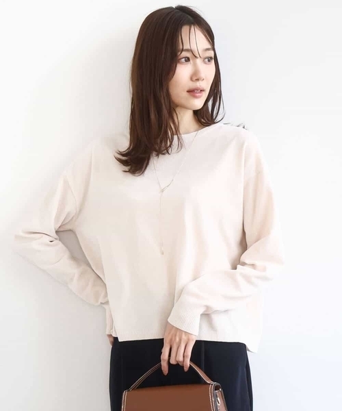 MK MICHEL KLEIN(エムケーミッシェルクラン)の「モールヤーンボートネックニット/洗える(ニット/セーター・レディース・グレイッシュベージュ/レッド/グレー/マスタード/ライトピンク/ライトブルー/カーキ/アイボリー・38)」の17枚目の写真