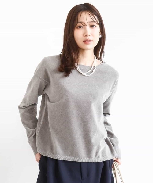 MK MICHEL KLEIN(エムケーミッシェルクラン)の「モールヤーンボートネックニット/洗える(ニット/セーター・レディース・グレイッシュベージュ/レッド/グレー/マスタード/ライトピンク/ライトブルー/カーキ/アイボリー・38)」の21枚目の写真