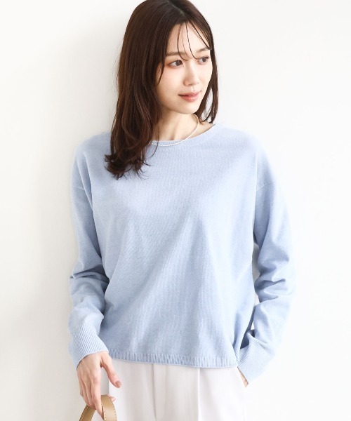 MK MICHEL KLEIN(エムケーミッシェルクラン)の「モールヤーンボートネックニット/洗える(ニット/セーター・レディース・グレイッシュベージュ/レッド/グレー/マスタード/ライトピンク/ライトブルー/カーキ/アイボリー・38)」の6枚目の写真