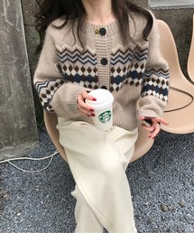ノルディック柄ジャカードカーディガン