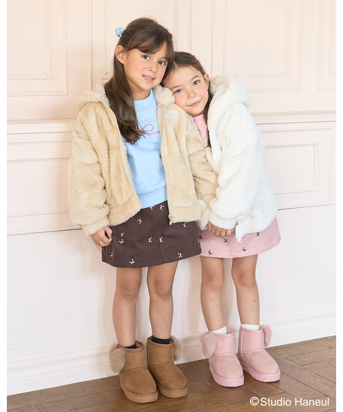 Lycee mine(リセマイン)の「【スタジオハヌル】パム&タルトもこもこジップパーカ(パーカー・キッズ・オフホワイト/ベージュ・110cm/100cm/130cm/120cm/140cm)」の6枚目の写真