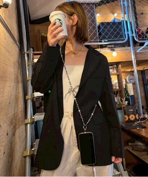 ARCADE(アーケード)の「テーラードジャケット ゆったり 1つ釦 カジュアル スーツジャケット 秋服 春服(テーラードジャケット・レディース・レッド/チャコールグレー/ブラック・S/M/L)」の2枚目の写真