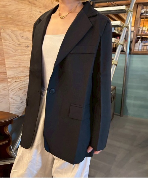 ARCADE(アーケード)の「テーラードジャケット ゆったり 1つ釦 カジュアル スーツジャケット 秋服 春服(テーラードジャケット・レディース・レッド/チャコールグレー/ブラック・S/M/L)」の7枚目の写真