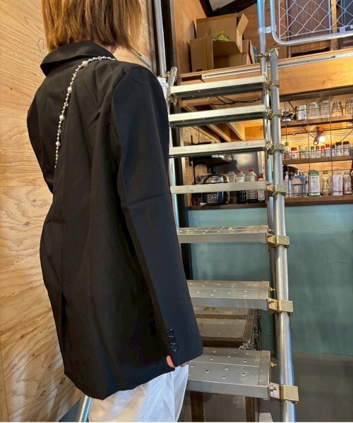 ARCADE(アーケード)の「テーラードジャケット ゆったり 1つ釦 カジュアル スーツジャケット 秋服 春服(テーラードジャケット・レディース・レッド/チャコールグレー/ブラック・S/M/L)」の9枚目の写真