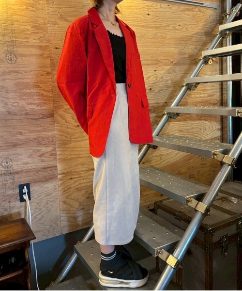 ARCADE(アーケード)の「テーラードジャケット ゆったり 1つ釦 カジュアル スーツジャケット 秋服 春服(テーラードジャケット・レディース・レッド/チャコールグレー/ブラック・S/M/L)」の15枚目の写真