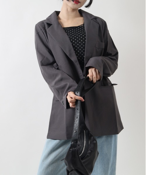 ARCADE(アーケード)の「テーラードジャケット ゆったり 1つ釦 カジュアル スーツジャケット 秋服 春服(テーラードジャケット・レディース・レッド/チャコールグレー/ブラック・S/M/L)」の22枚目の写真