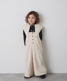 riziere（リジェール）の「丸ボタンコーデュロイワイドタックサロペット（サロペット/オーバーオール・キッズ）」