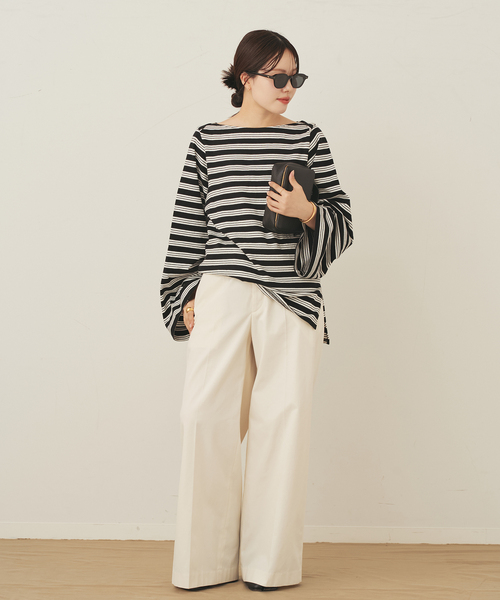 plage（プラージュ）の「wide sleeve ボーダーTシャツ（Tシャツ/カットソー・レディース・ベージュ/ブラック・FREE）」の15枚目の写真