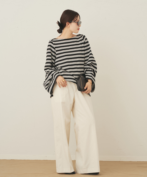 plage（プラージュ）の「wide sleeve ボーダーTシャツ（Tシャツ/カットソー・レディース・ベージュ/ブラック・FREE）」の13枚目の写真