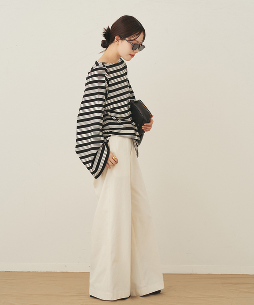 plage（プラージュ）の「wide sleeve ボーダーTシャツ（Tシャツ/カットソー・レディース・ベージュ/ブラック・FREE）」の12枚目の写真