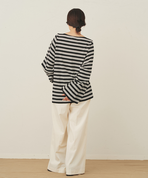 plage（プラージュ）の「wide sleeve ボーダーTシャツ（Tシャツ/カットソー・レディース・ベージュ/ブラック・FREE）」の11枚目の写真