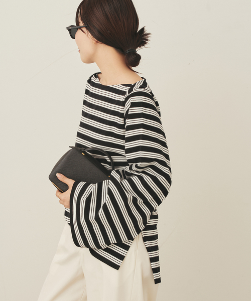 plage（プラージュ）の「wide sleeve ボーダーTシャツ（Tシャツ/カットソー・レディース・ベージュ/ブラック・FREE）」の8枚目の写真