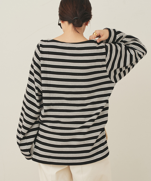 plage（プラージュ）の「wide sleeve ボーダーTシャツ（Tシャツ/カットソー・レディース・ベージュ/ブラック・FREE）」の7枚目の写真