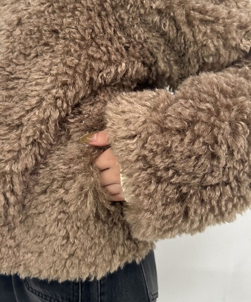 セール】フロントビットプードルファーコート（ダッフルコート