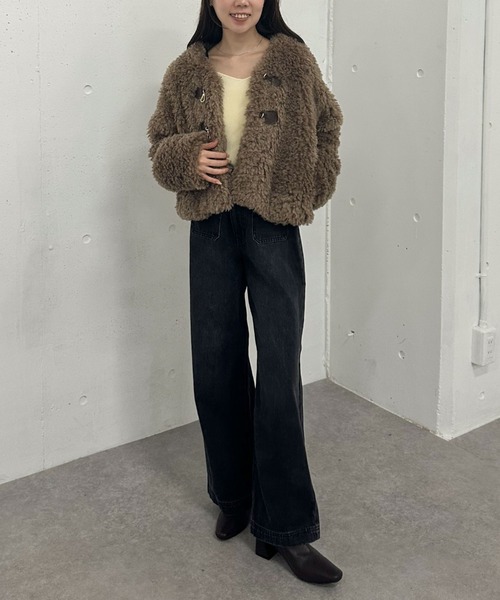 セール】フロントビットプードルファーコート（ダッフルコート