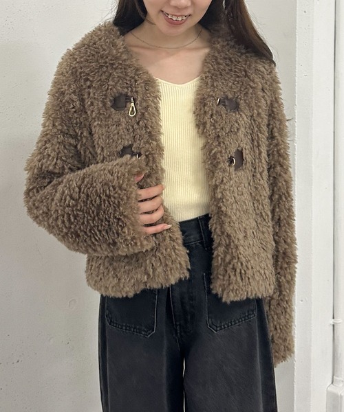 セール】フロントビットプードルファーコート（ダッフルコート