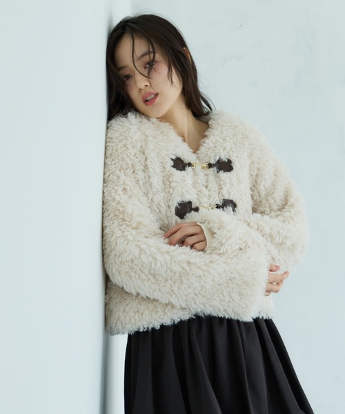 セール】フロントビットプードルファーコート（ダッフルコート