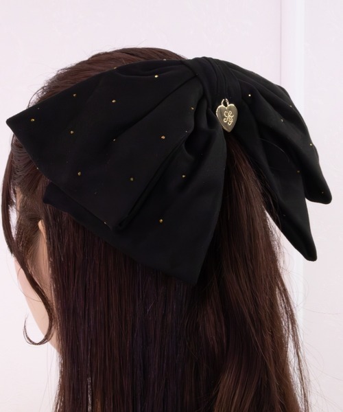 LAFARY(ラファリー)の「ゴールドスタッズリボンバレッタ(バレッタ/ヘアクリップ・レディース・ブラック/ピンク/ベージュ・FREE)」の5枚目の写真