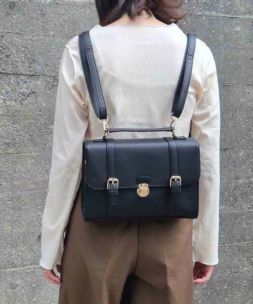 Bleu Bleuet(ブルーブルーエ)の「差し込み金具3Wayサッチェルバッグ(バックパック/リュック・レディース・ブラウン/ブラック・FREE)」の16枚目の写真
