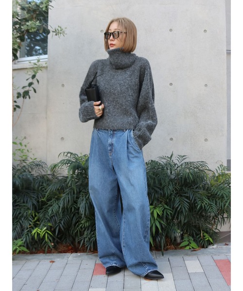 Ungrid（アングリッド）の「ハイネックルーズニット（ニット/セーター・レディース・ピンク/ライトブルー/オフホワイト/チャコールグレー・FREE）」の7枚目の写真