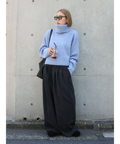 Ungrid（アングリッド）の「ハイネックルーズニット（ニット/セーター・レディース・ピンク/ライトブルー/オフホワイト/チャコールグレー・FREE）」の12枚目の写真