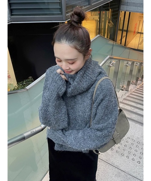 新品 アングリッド  タートル ルーズ ボーダー ニット ネイビー Ungrid タートルボーダールーズニット ネイビー -ファッション通販